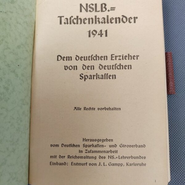 Kapesní kalendář Národního socialistického svazu učitelů (NSLB)